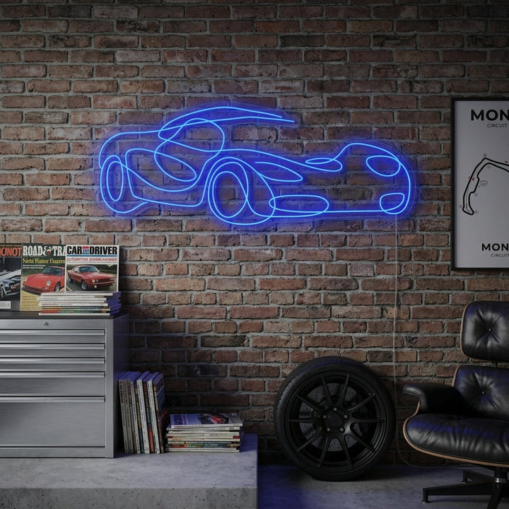 "Urheiluauto" Neonkyltti