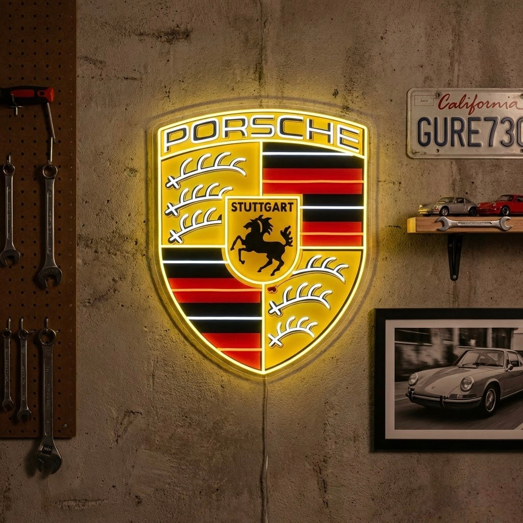 "Klassinen Porsche-logo" Neonkyltti