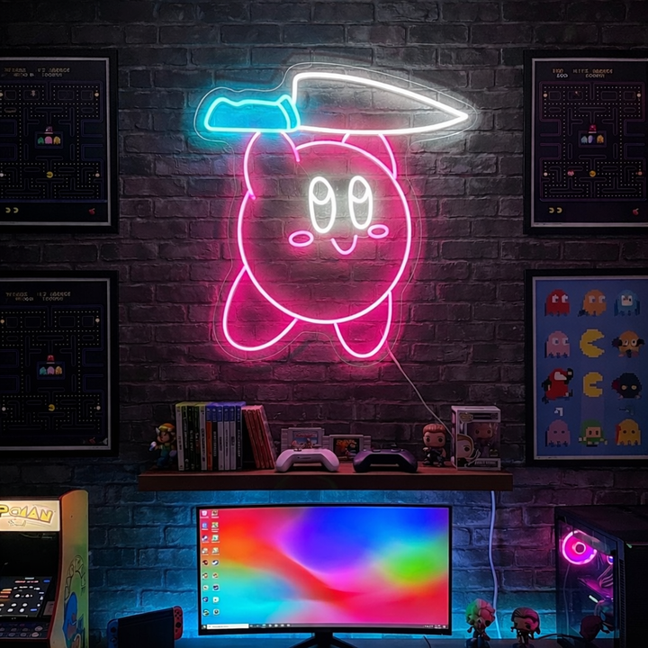 "Kirby veitsellä" Neonkyltti