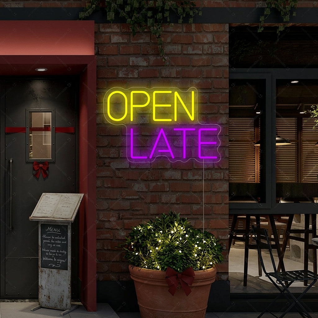 "Open Late" Neonkyltti