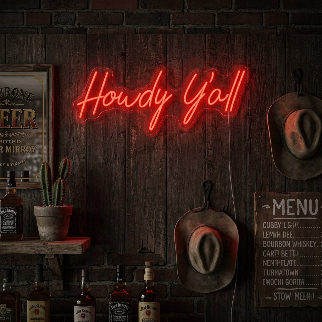 "Howdy Y'all" Neonkyltti