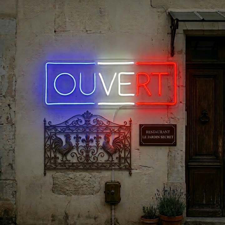 "Ouvert" Neonkyltti