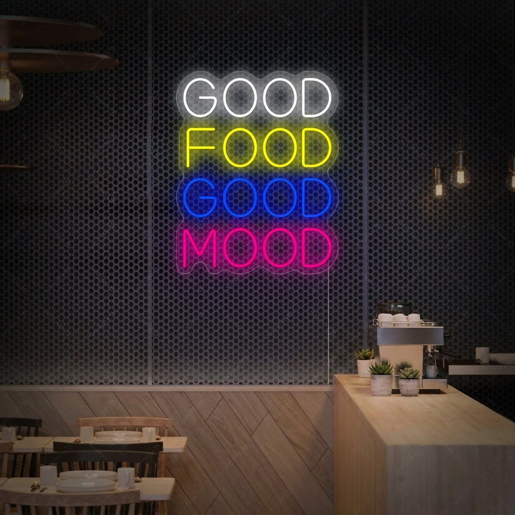 "Good Food Good Mood" Neonkyltti