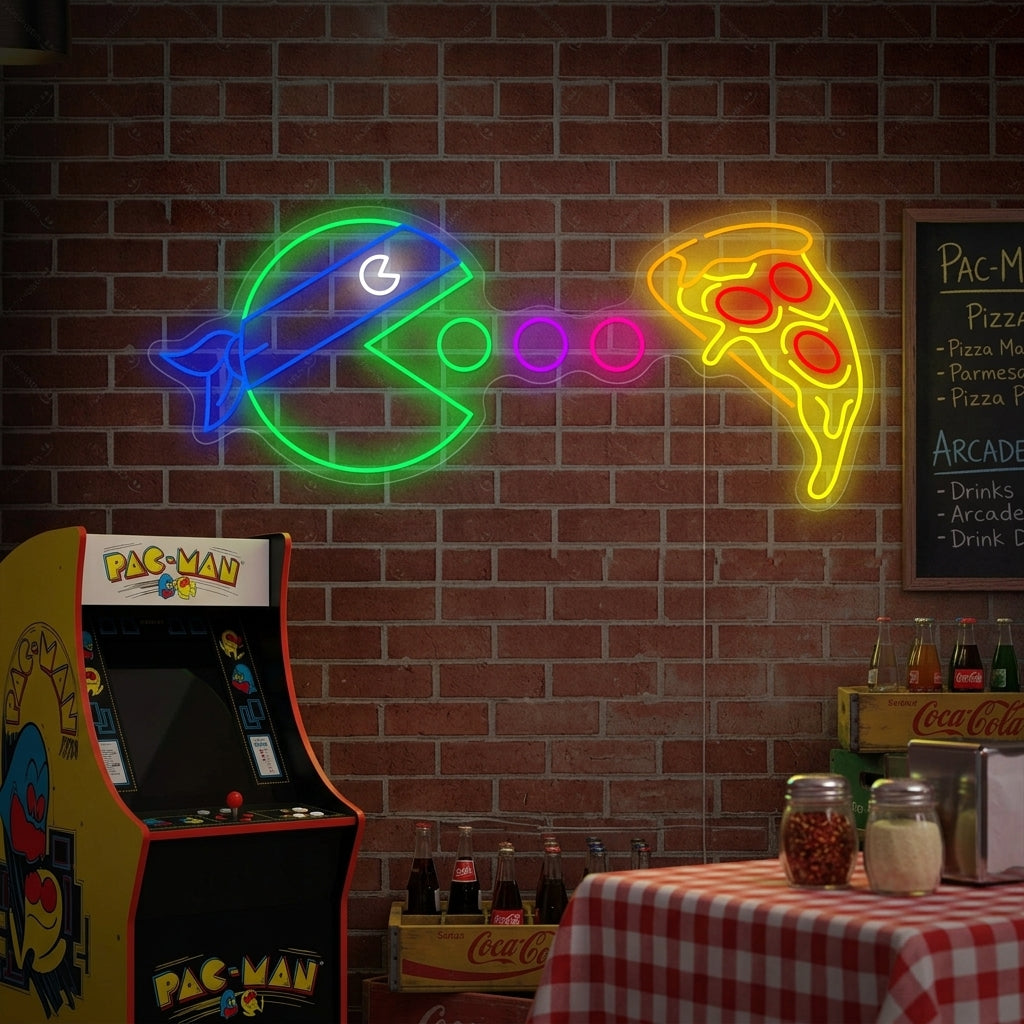 "Syö pizzaa" Neonkyltti