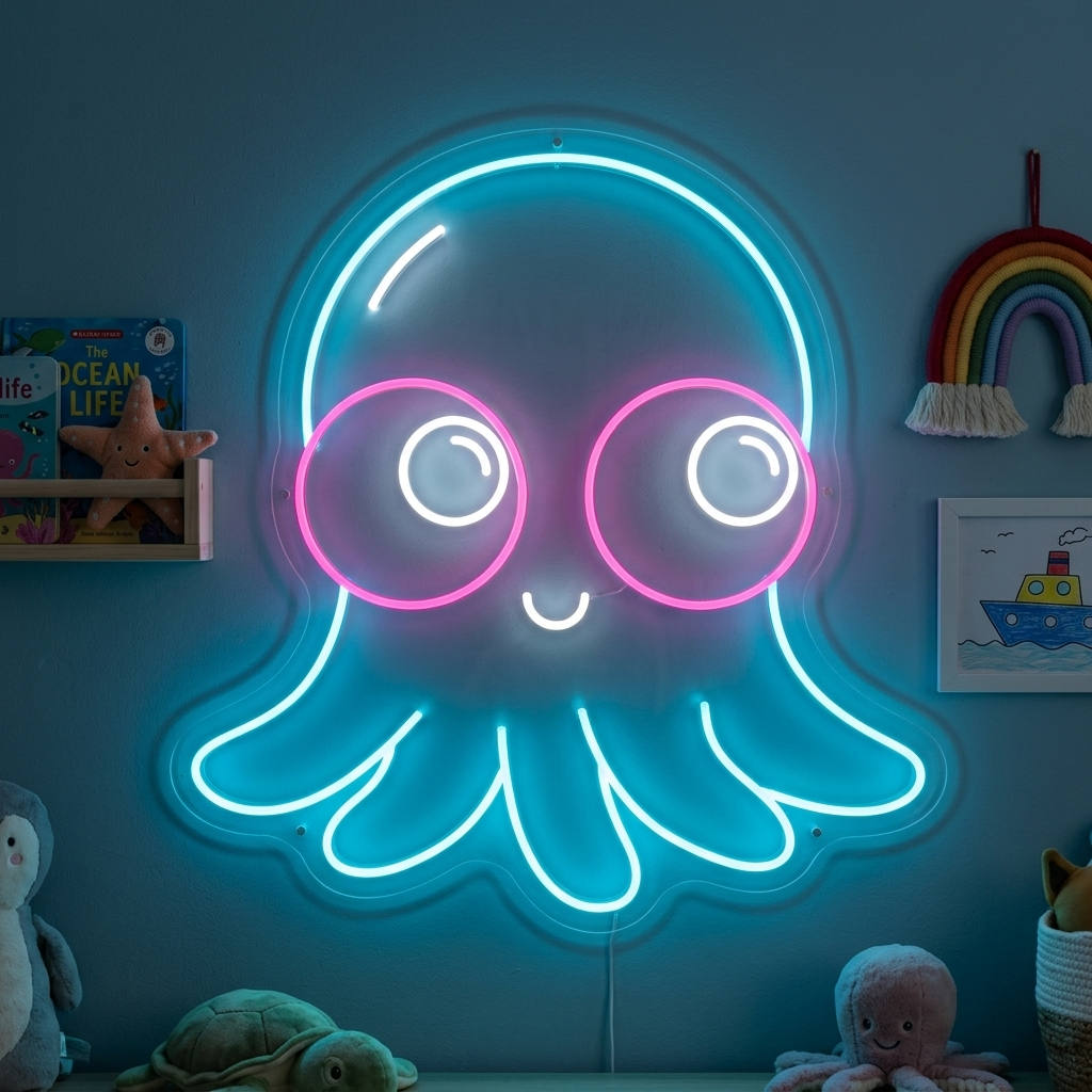 "Vauva Octopus" Neonkyltti