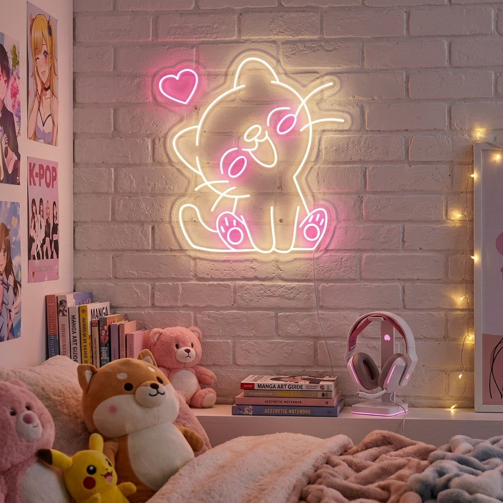 "Kawaii Cat" Neonkyltti