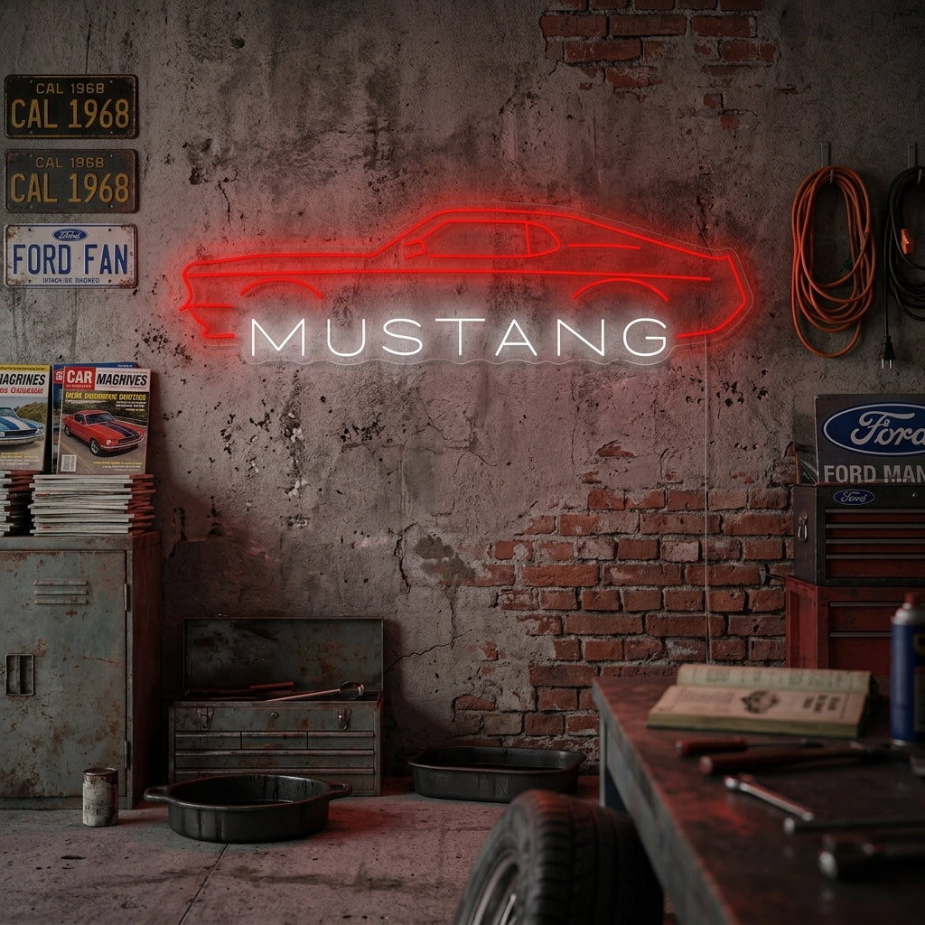 "Mustang Car" Neonkyltti
