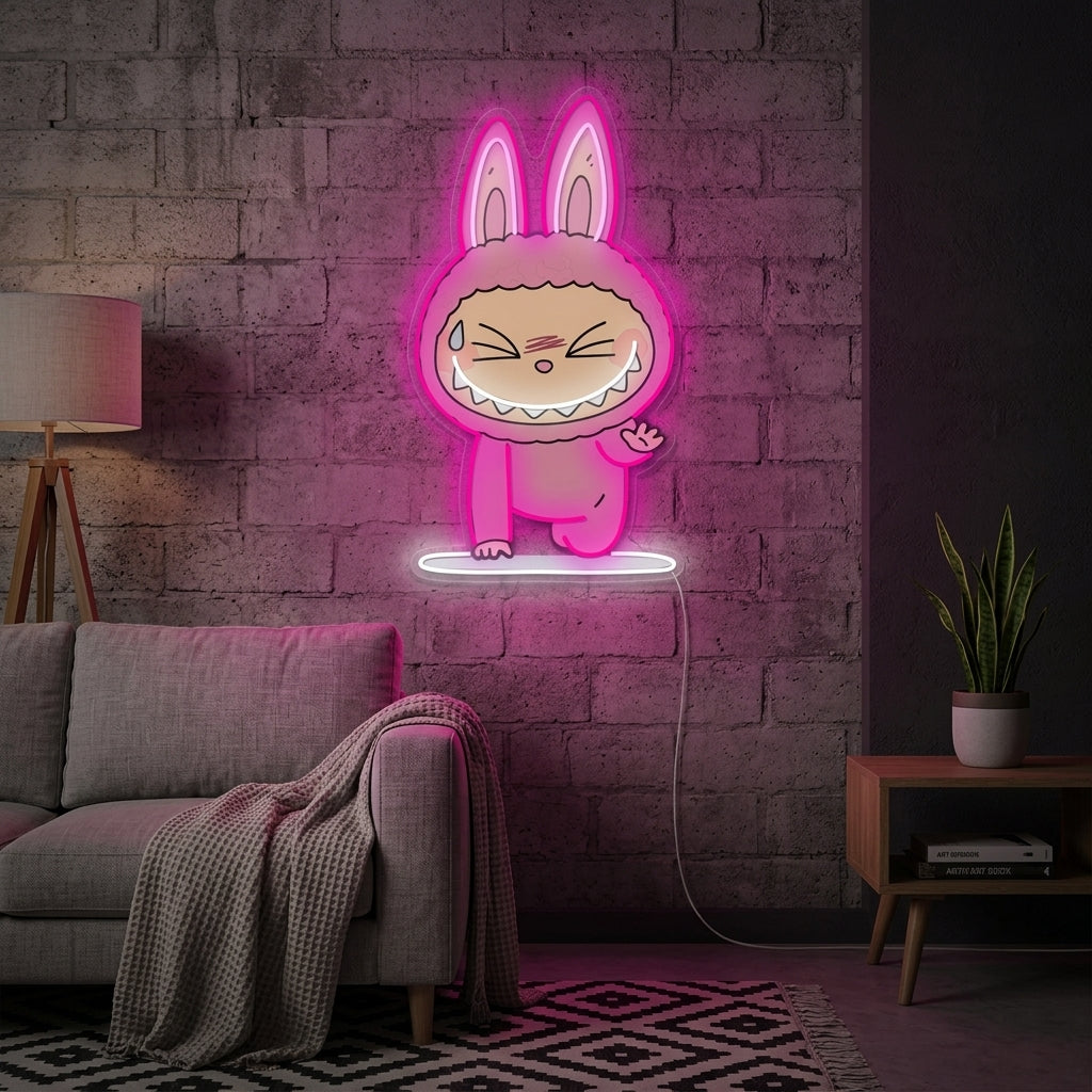 "Yoga Monster Labubu" Neonkyltti