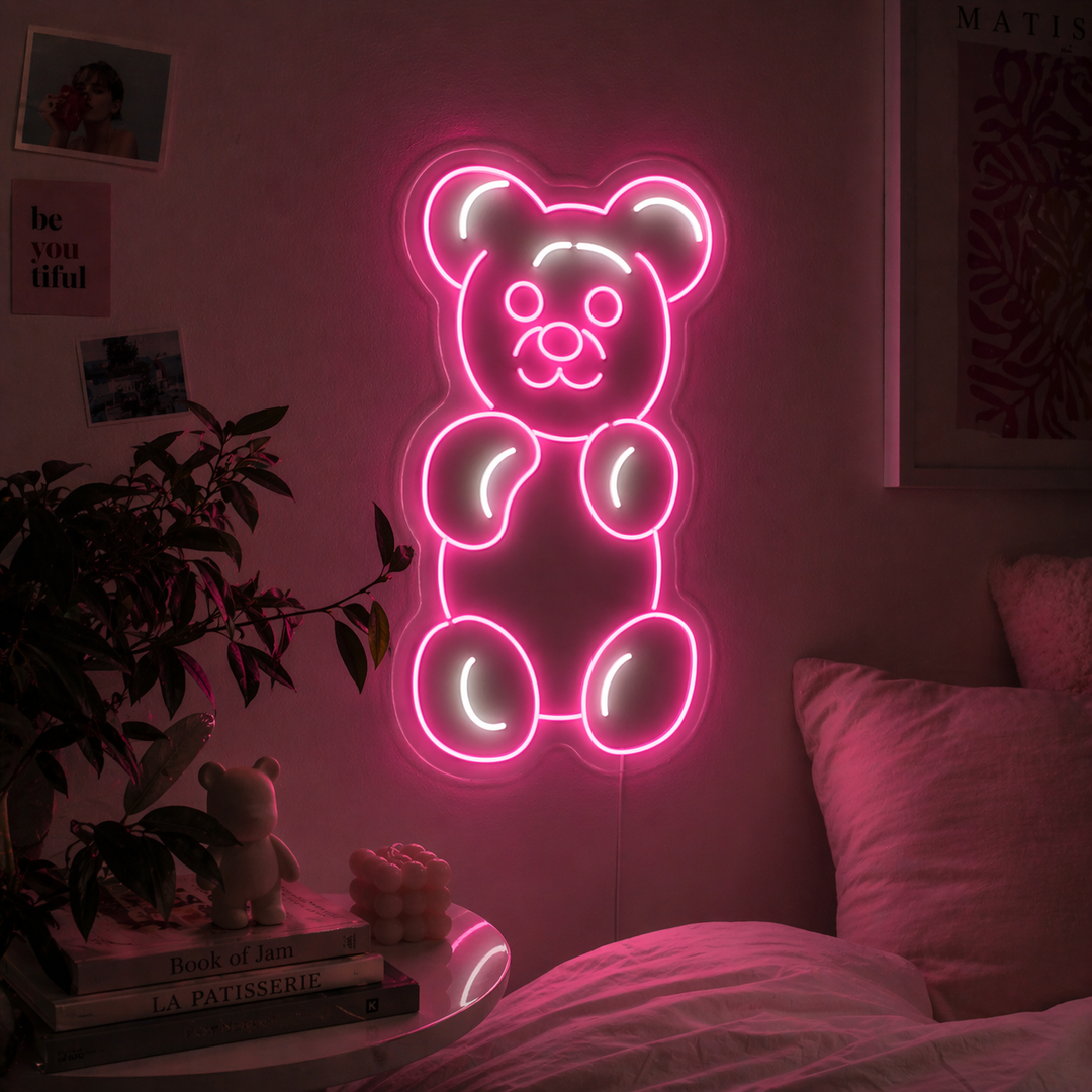 "Kumikarhu" Neonkyltti