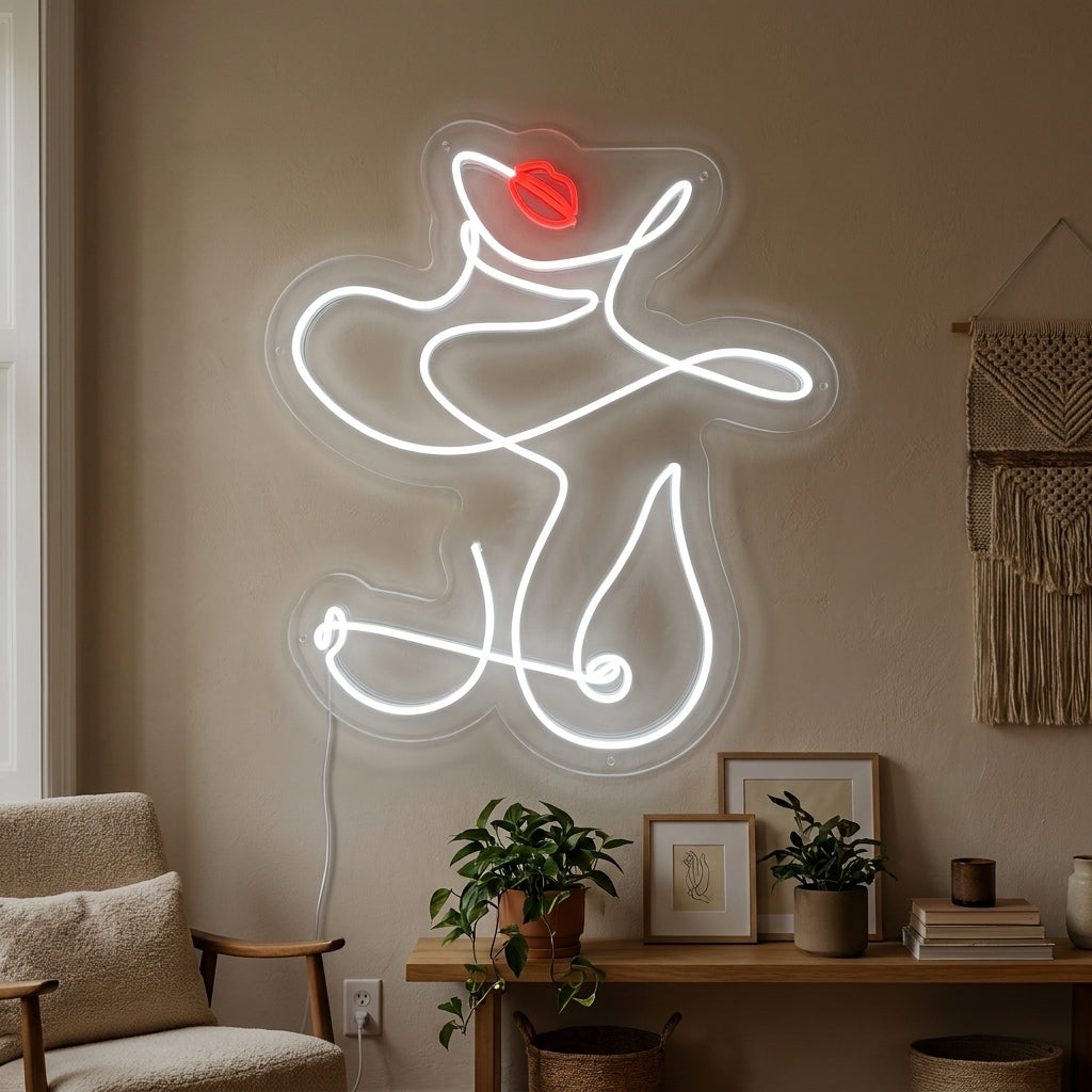 "Abstrakti Naisen Vartalo" Neonkyltti