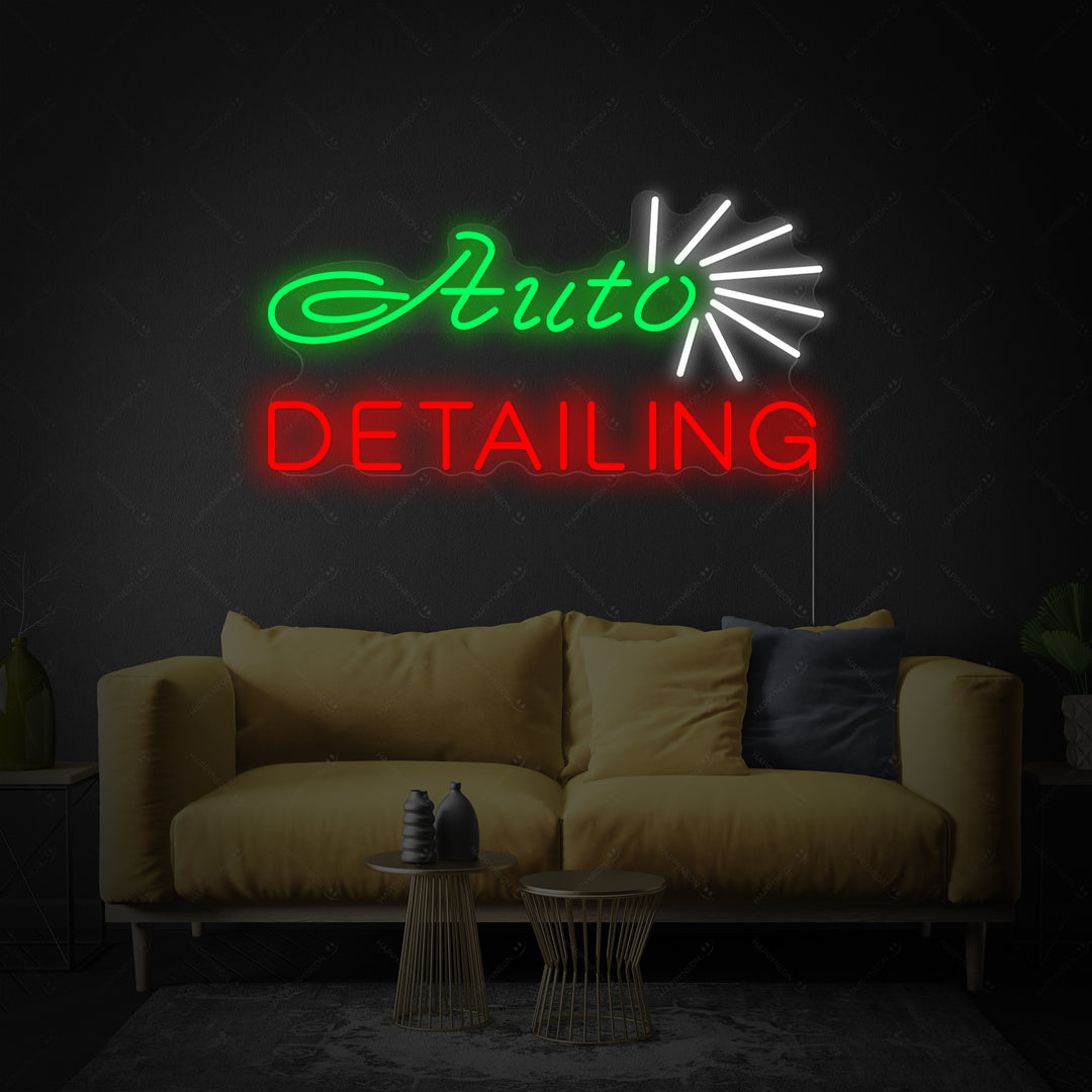 "Kauppa, Auto Detailing" Neonkyltti