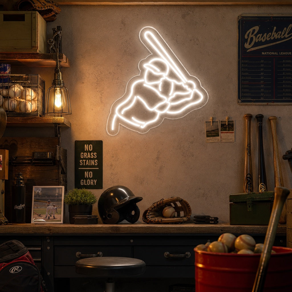 "Baseball Pelaaja" Neonkyltti