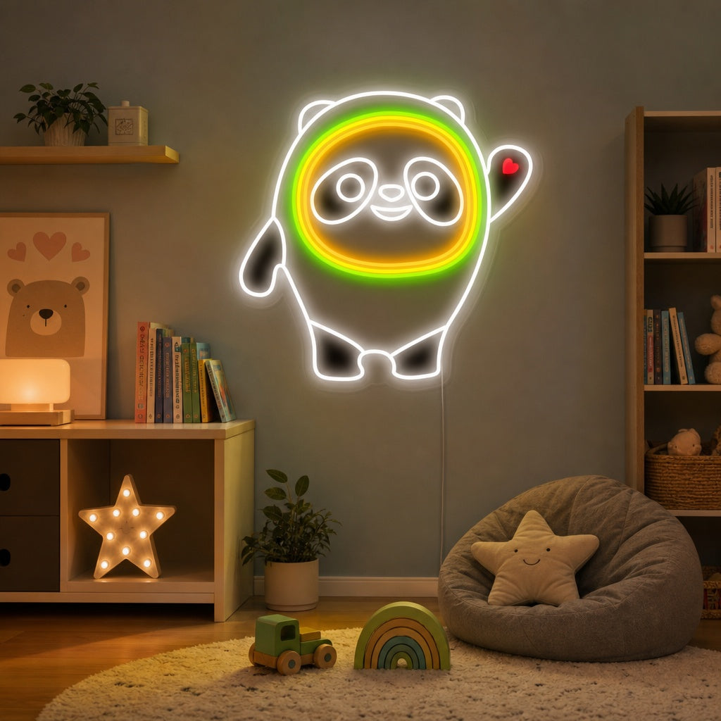 "Bing Dwen Dwen Pandanukke, Lastenhuoneen Sisustus" Neonkyltti