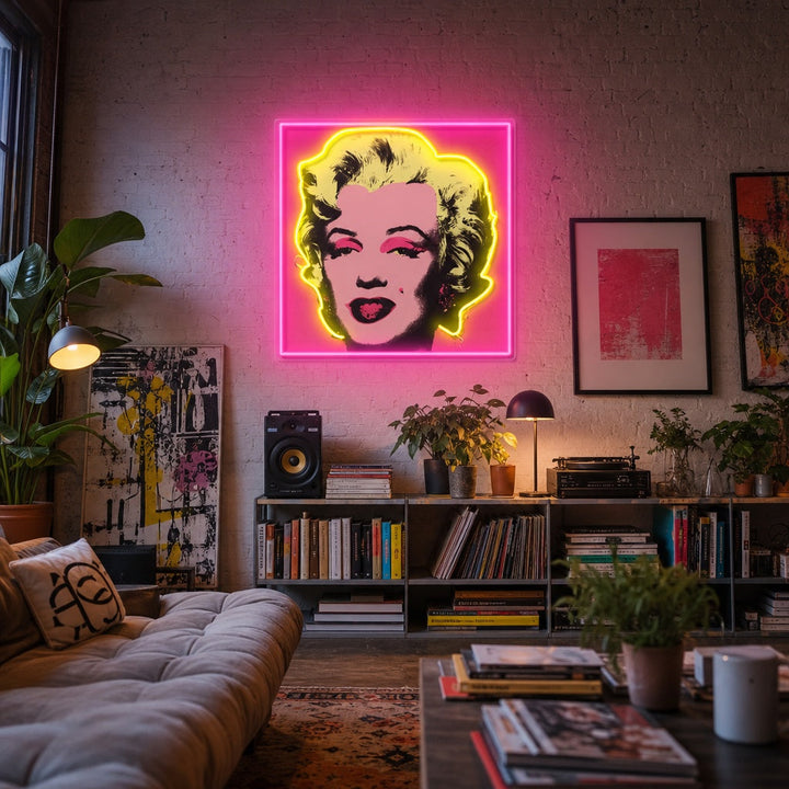 "Vaaleat hiukset, pop -taide" UV-tulostettu LED-neonkyltti