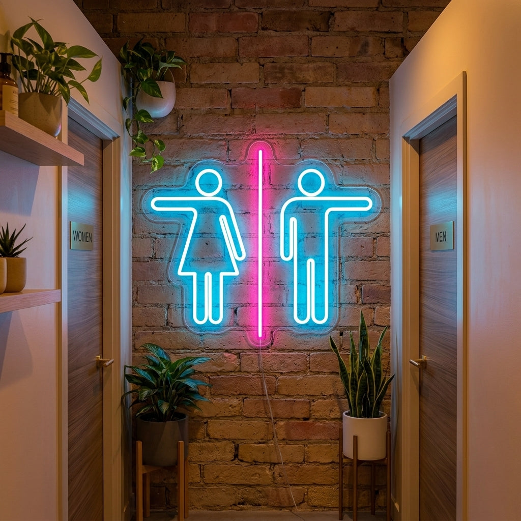 "Poika Ja Tyttö WC" Neonkyltti