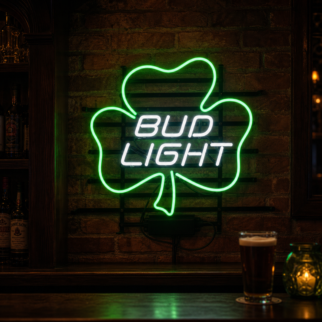 "Bud Onnekas Shamrock" Neonkyltti