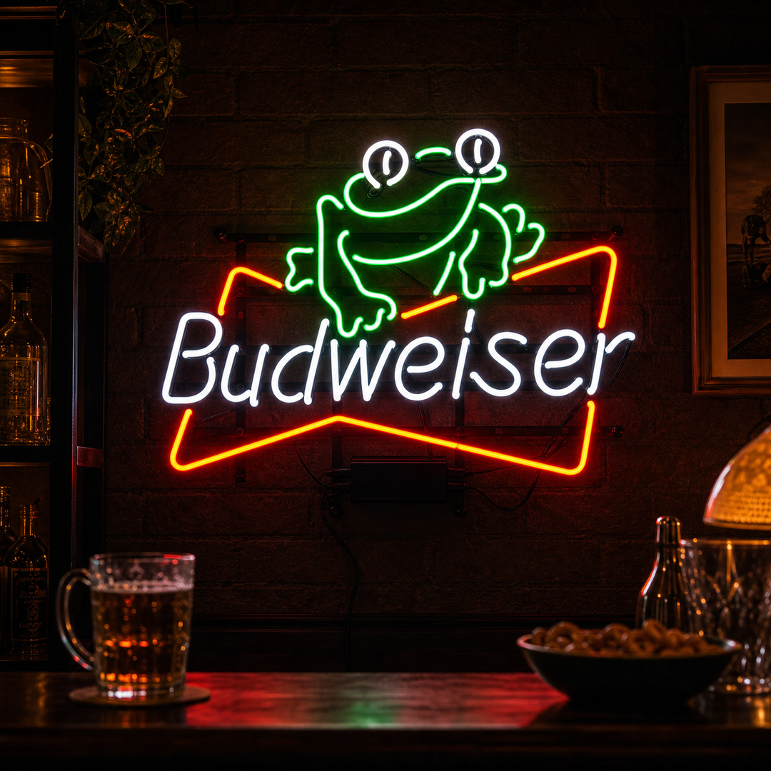 "Bud Beer Sammakko" Neonkyltti