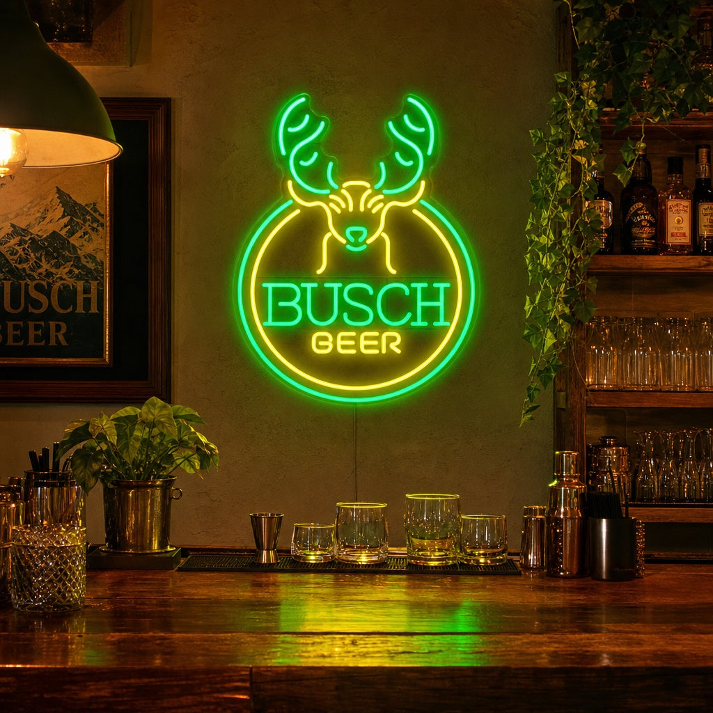 "Hirvenpään Olut & Baari" Neonkyltti