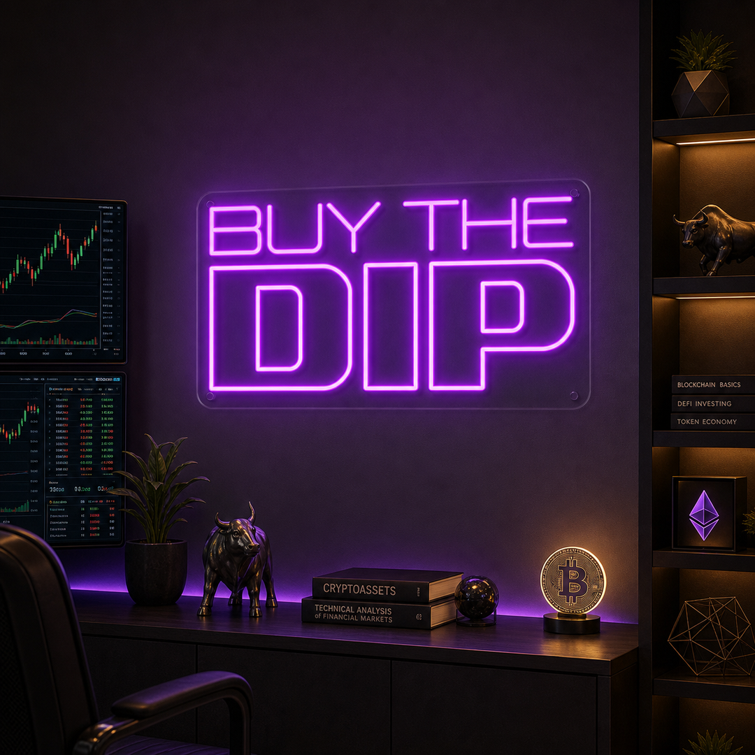 "Buy the Dip" Neonkyltti