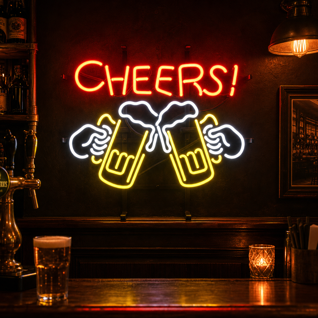 "Cheers, Olut" Neonkyltti