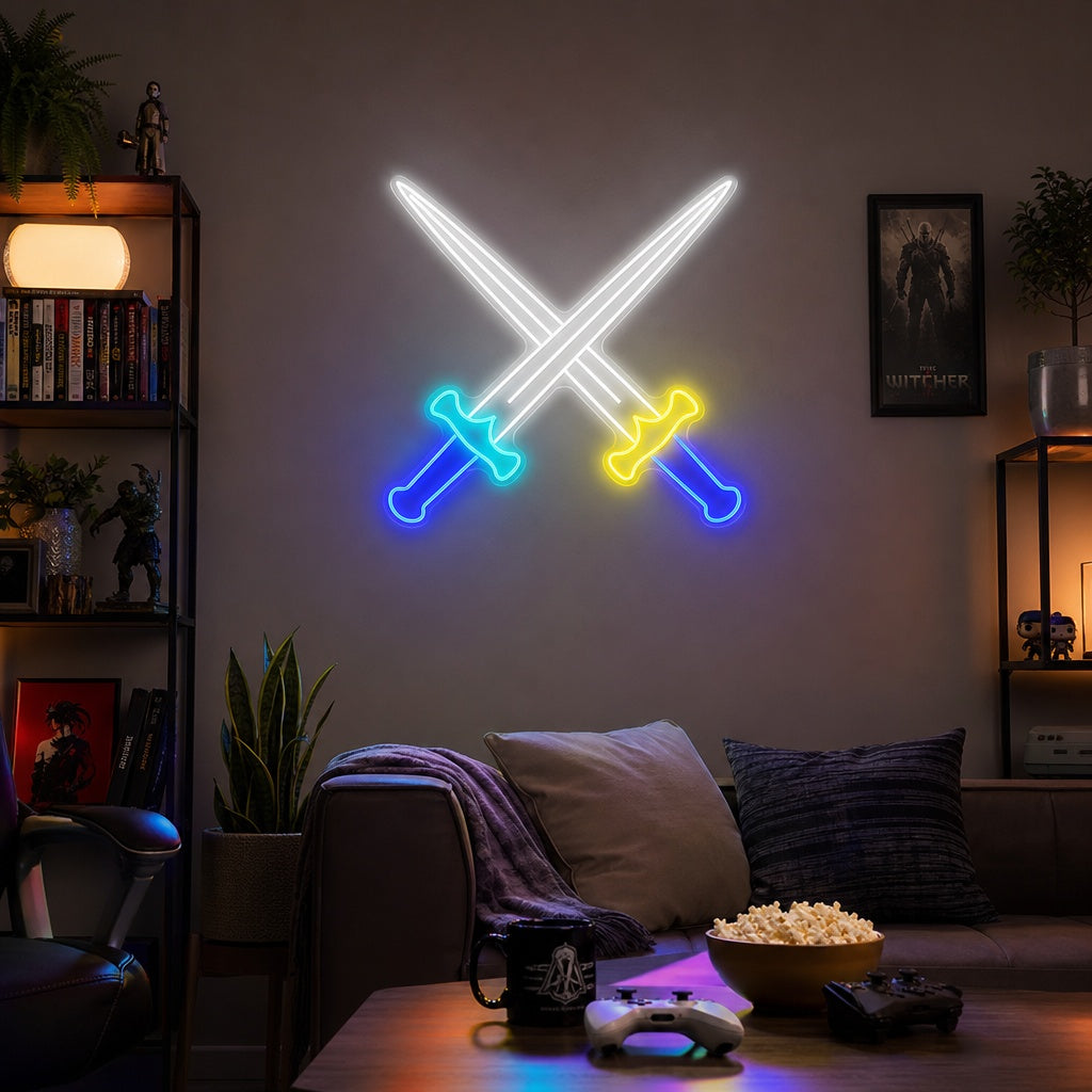 Miekat ristissä Neonkyltti, japanilainen neon merkki