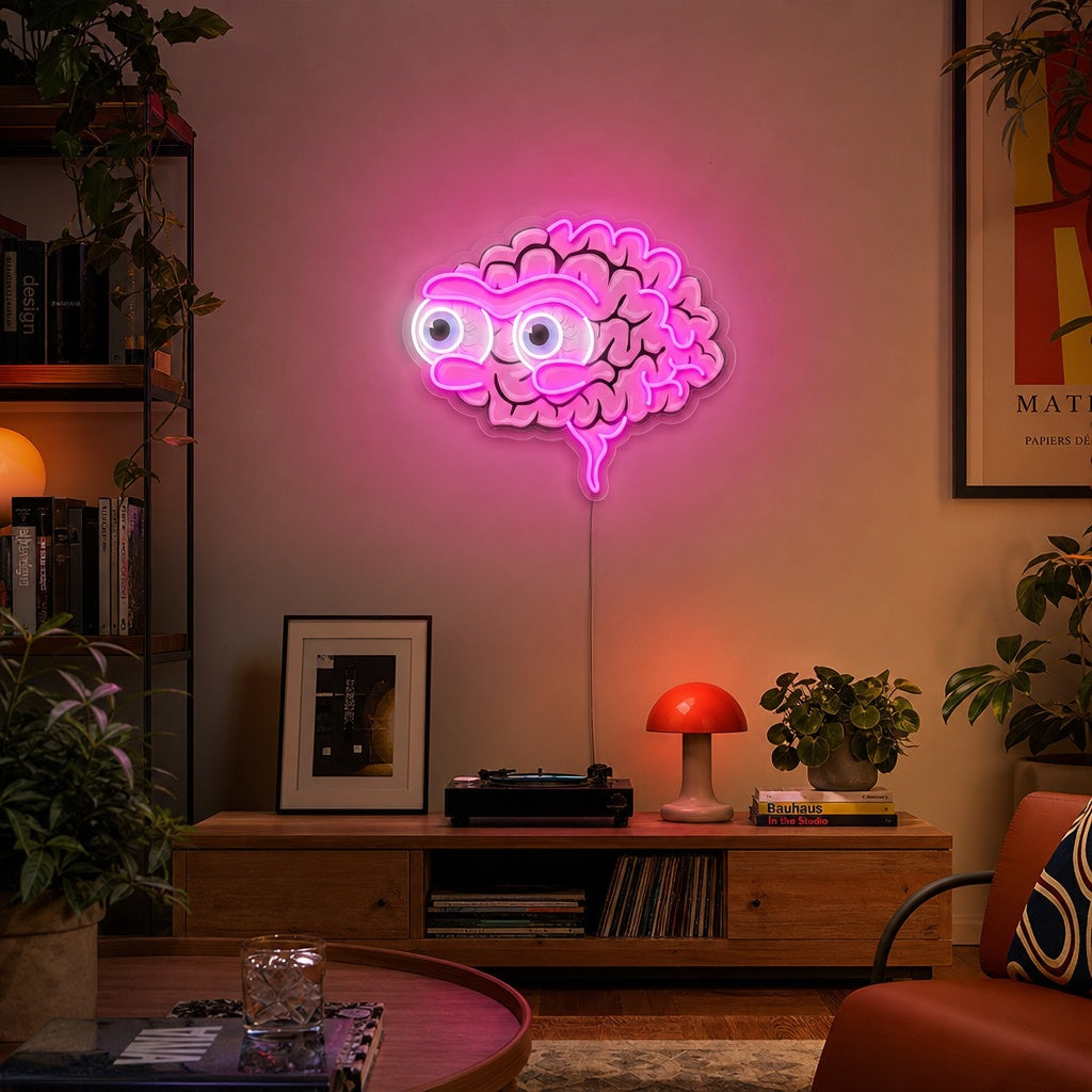 "Silmämunan aivot" UV-tulostettu LED-neonkyltti