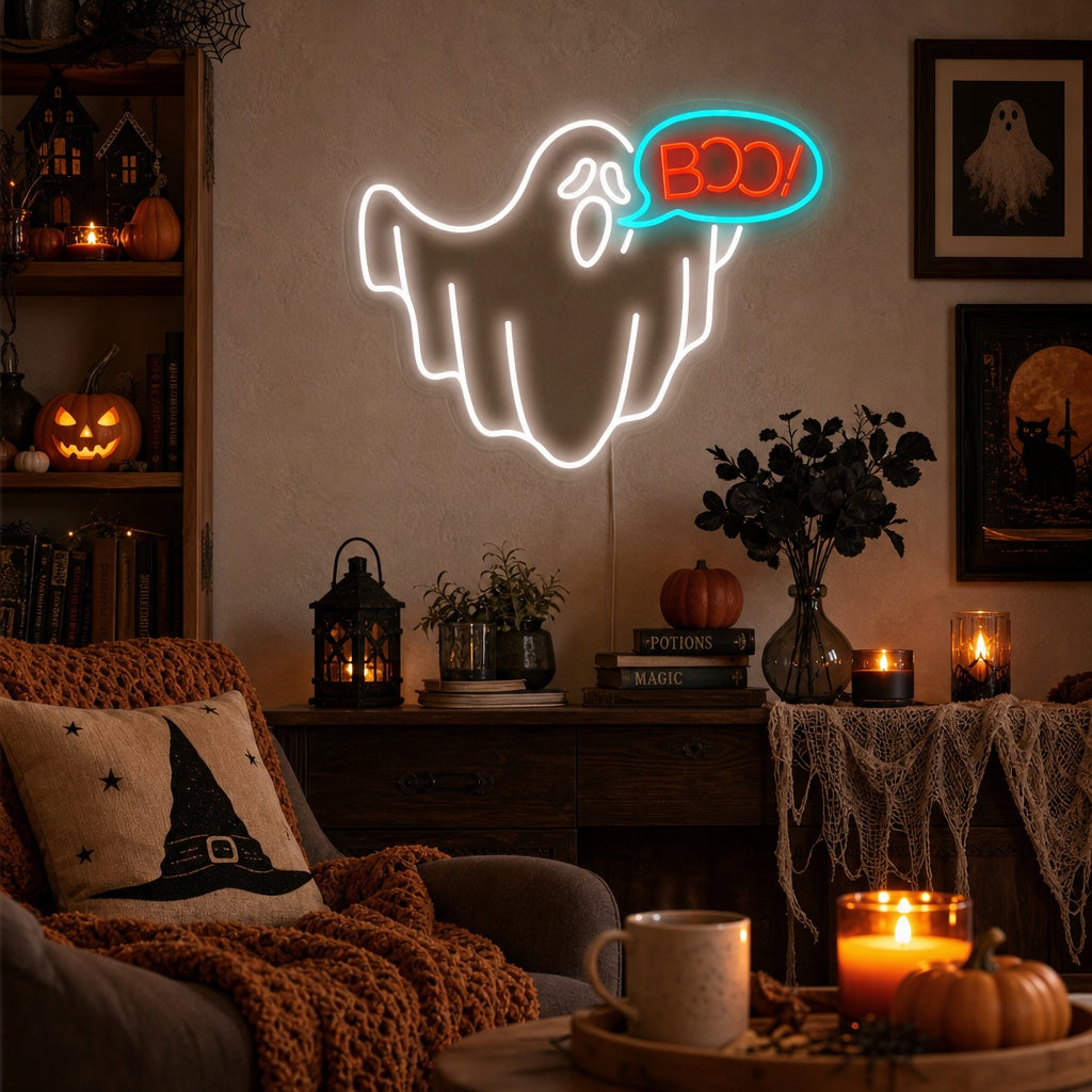 "boo, Aave, Halloween" Neonkyltti