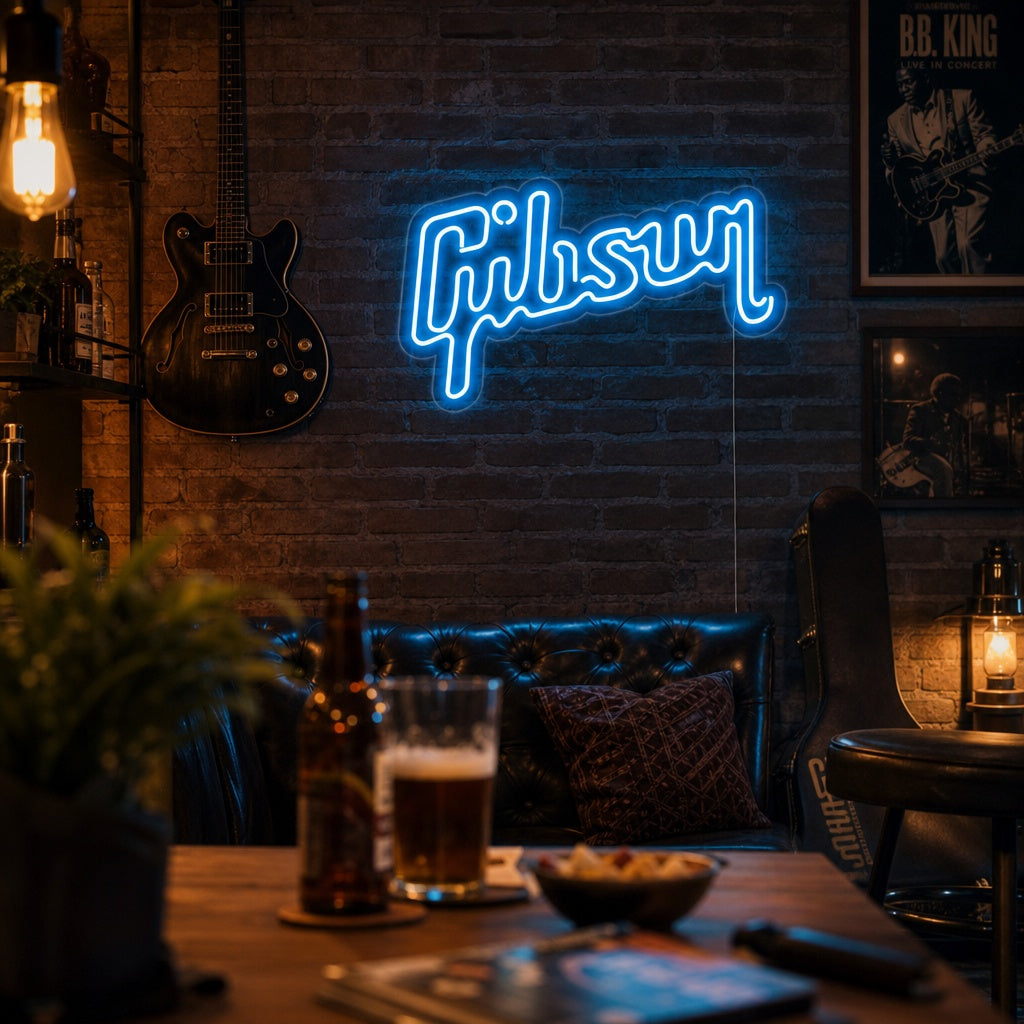 "Gibson, Musiikki, Kitara" Neonkyltti