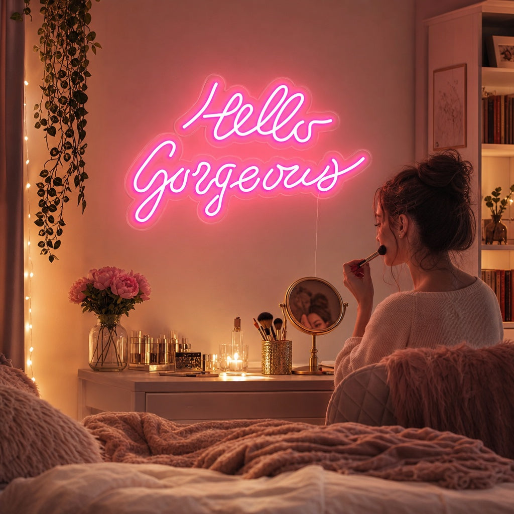 "Hello Gorgeous" Neonkyltti