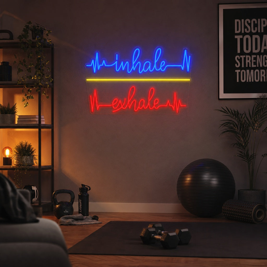 "Inhale Exhale, Sykeenlyönti" Neonkyltti