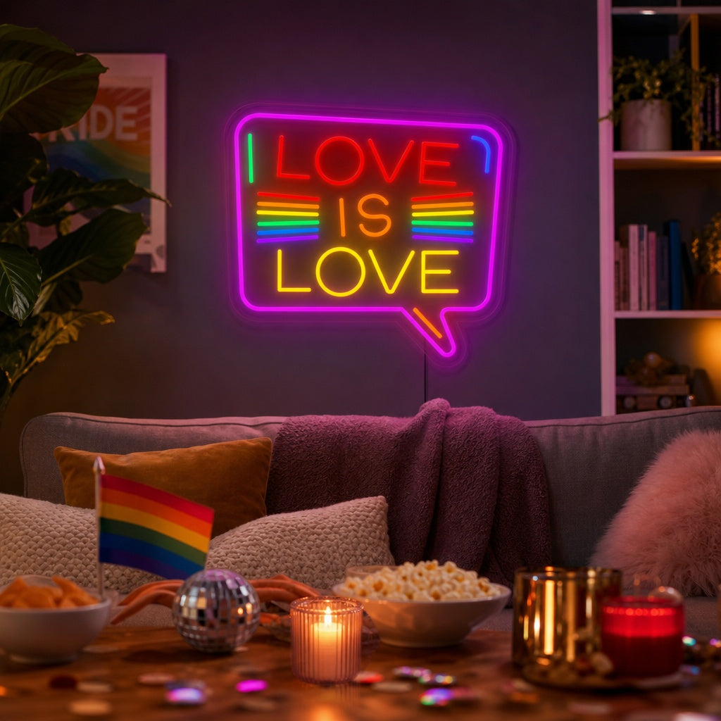 "LGBT LOVE IS LOVE, Sateenkaari" Neonkyltti