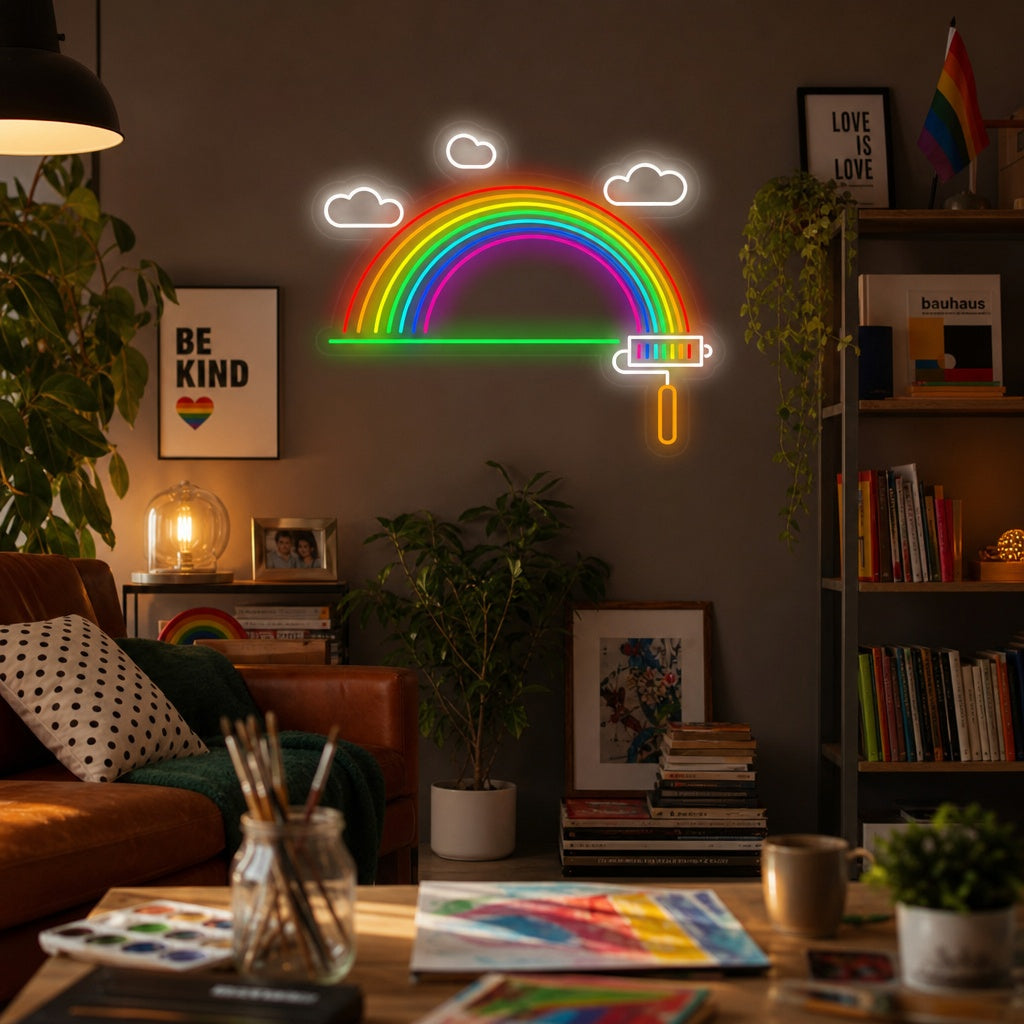 "Sateenkaarilippu Lgbt-Ylpeys Ainutlaatuinen" Neonkyltti
