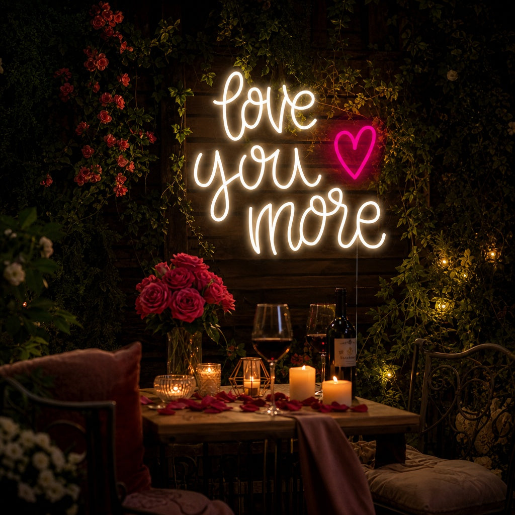 "Love You More Heart" Neonkyltti