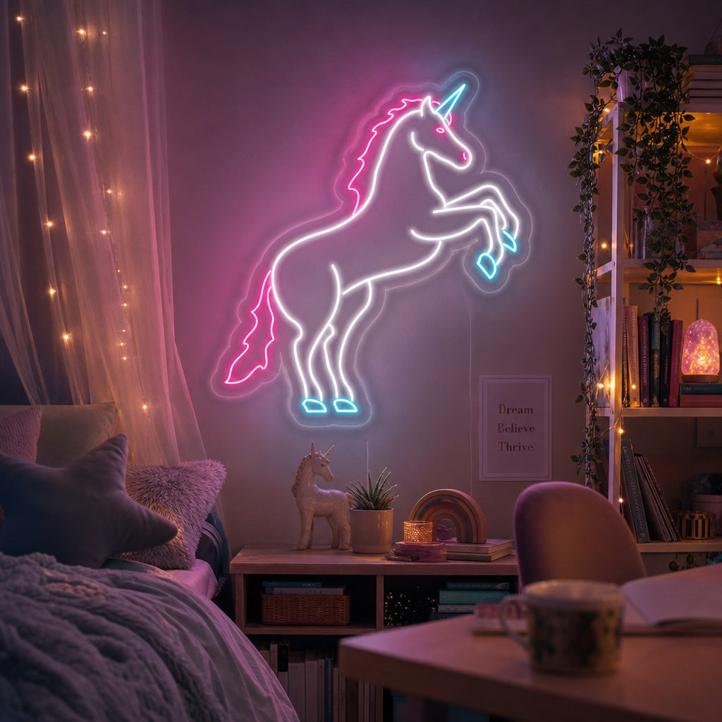 "Maaginen Yksisarvinen Hevonen" Neonkyltti