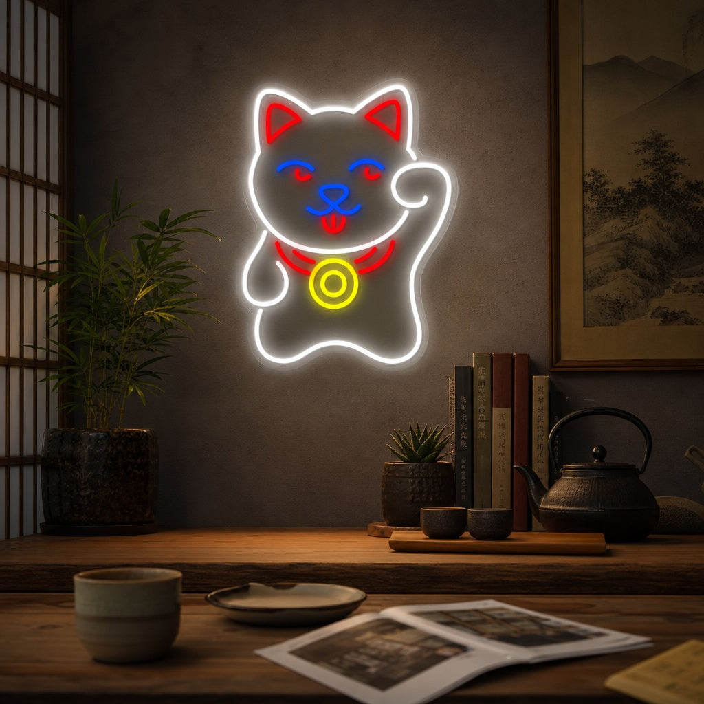 Maneki Neko kissa Neonkyltti, Japanilainen neon merkki