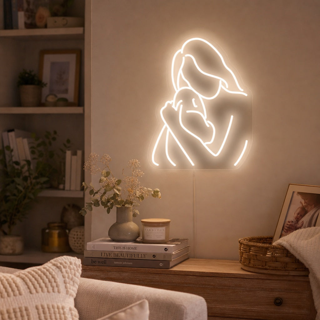 "Äiti Halata Vauva" Neonkyltti