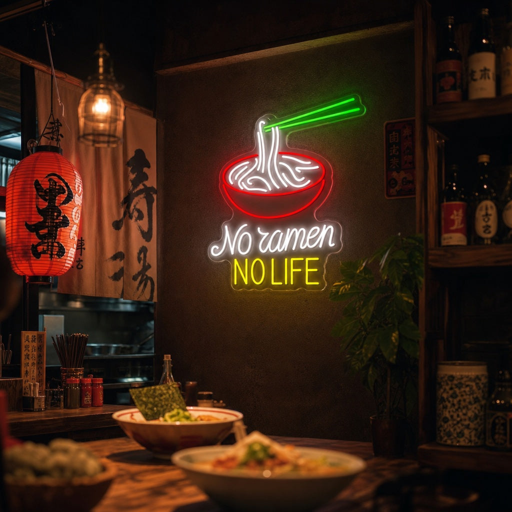 No Ramen No Life Neonkyltti, Japanilainen ravintola sisustus