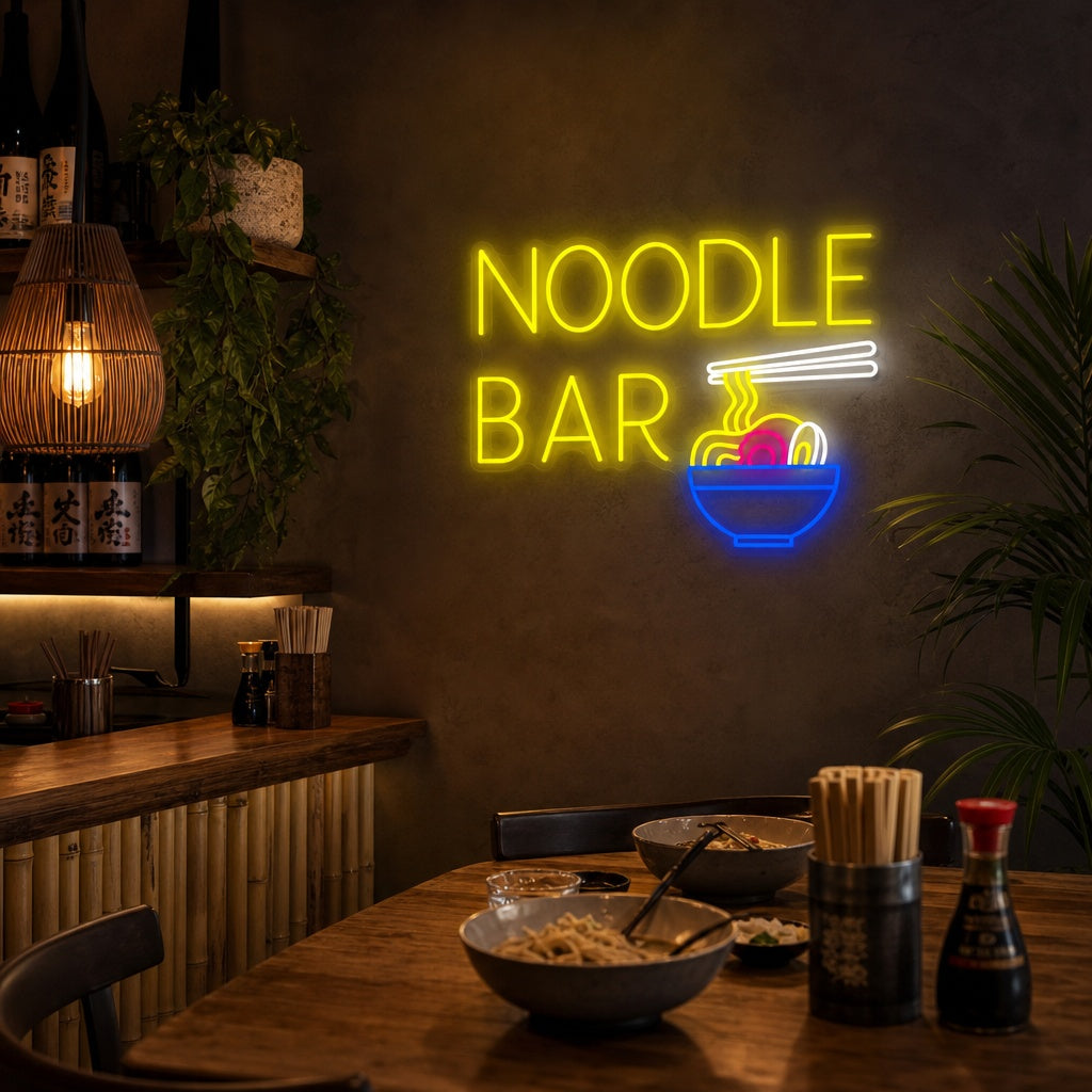 Noodle Bar Neonkyltti, Japanilainen ravintola sisustus