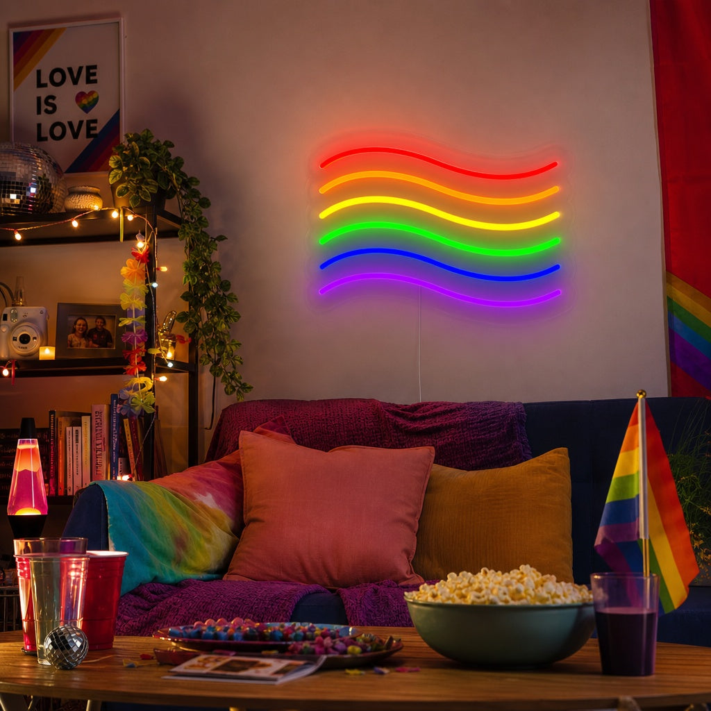 "Sateenkaarilippu Lgbt-Ylpeys Ainutlaatuinen" Neonkyltti