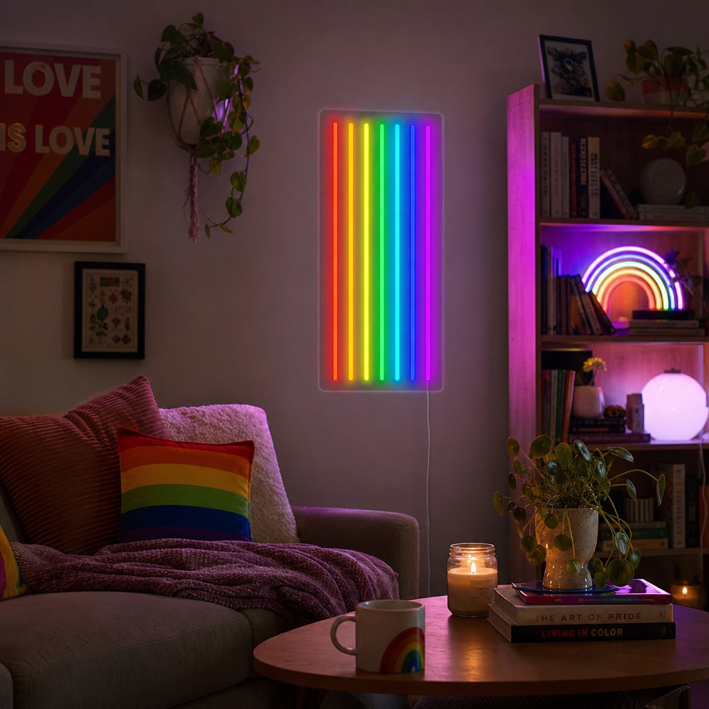 "Sateenkaarilippu Lgbt-Ylpeys Ainutlaatuinen" Neonkyltti