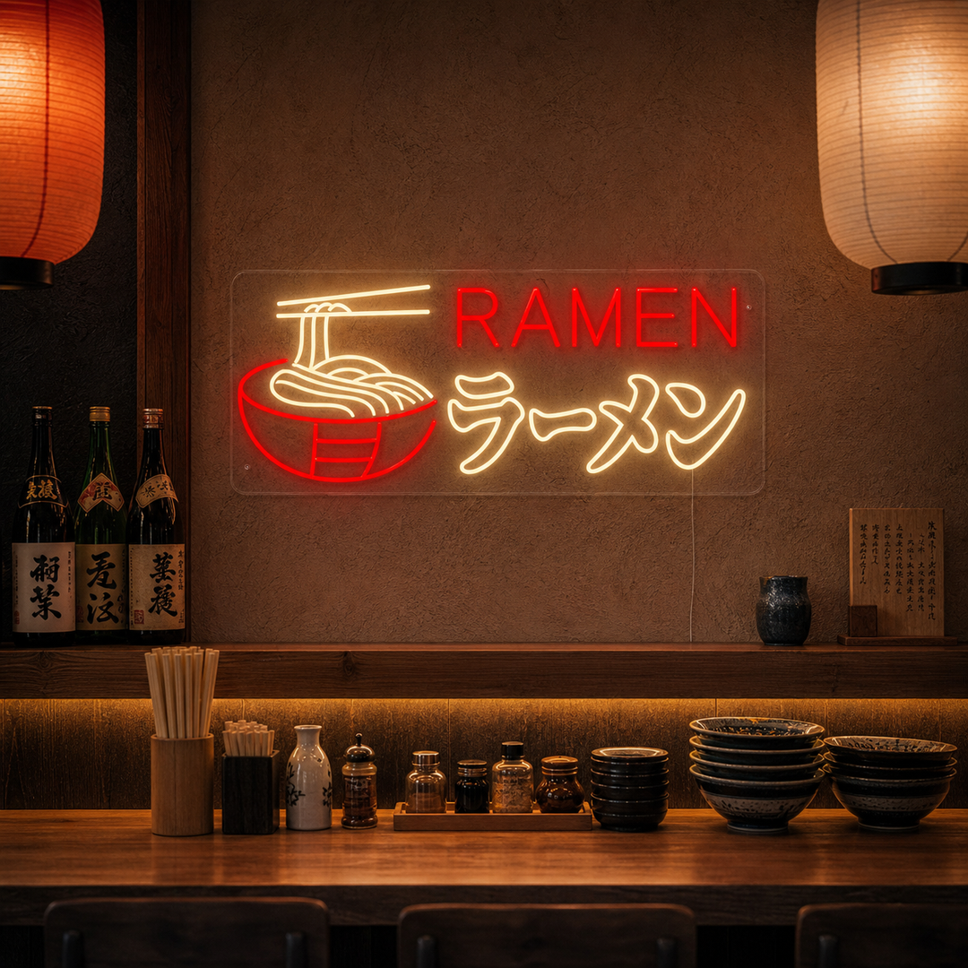 Ramen nuudelit Neonkyltti, Japanilainen ravintola sisustus