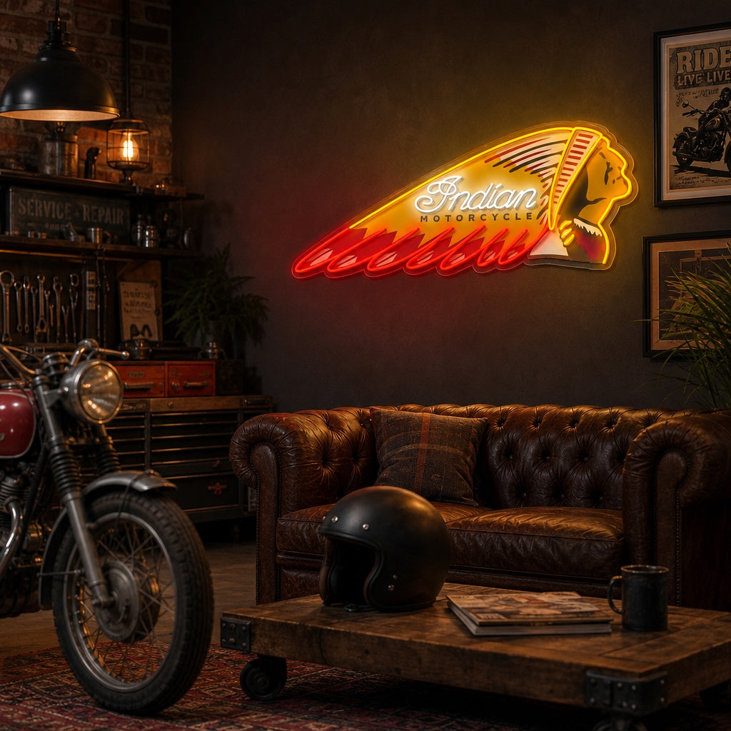 "Retro -moottoripyörä" UV-tulostettu LED-neonkyltti