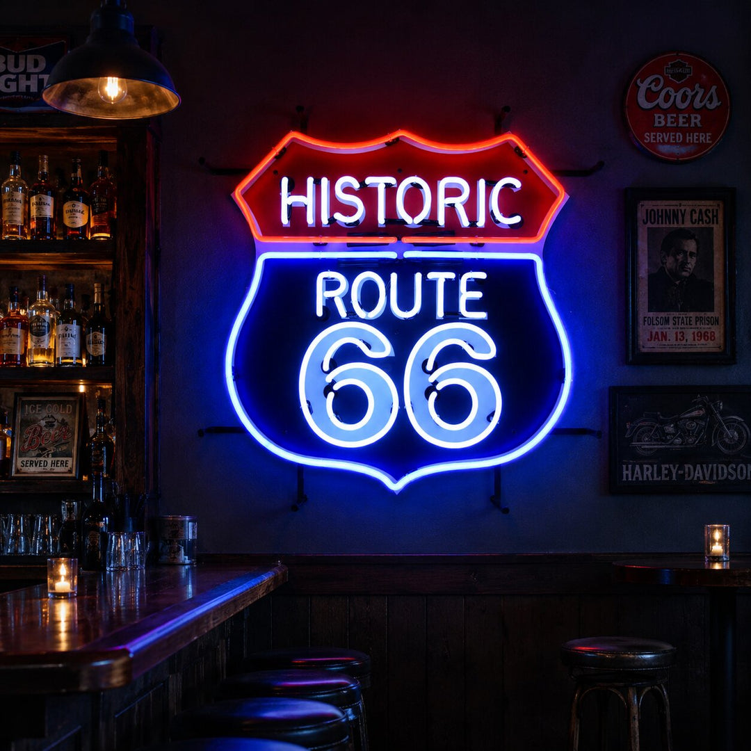 "Reitti 66" Neonkyltti