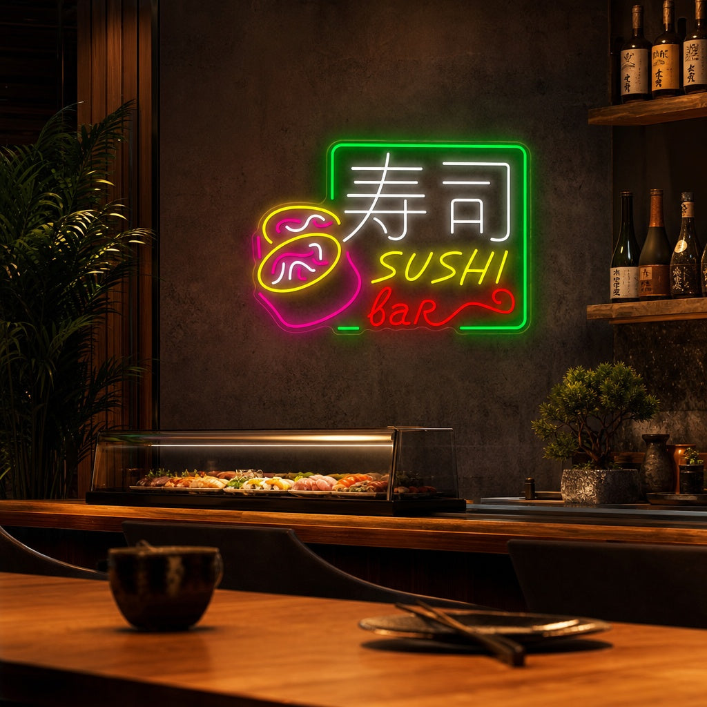 Sushi Bar Neonkyltti, Japanilainen ravintola sisustus