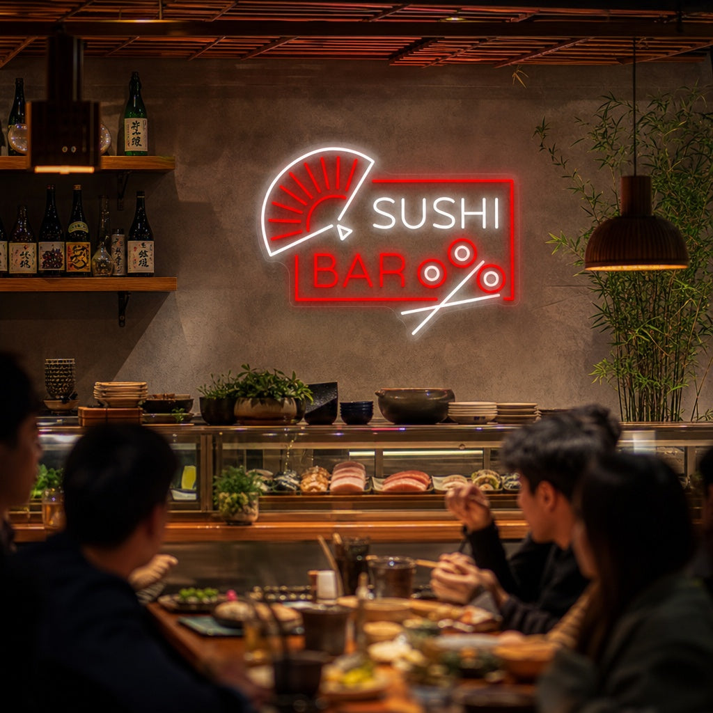 Sushi Bar Neonkyltti, Japanilainen ravintola sisustus
