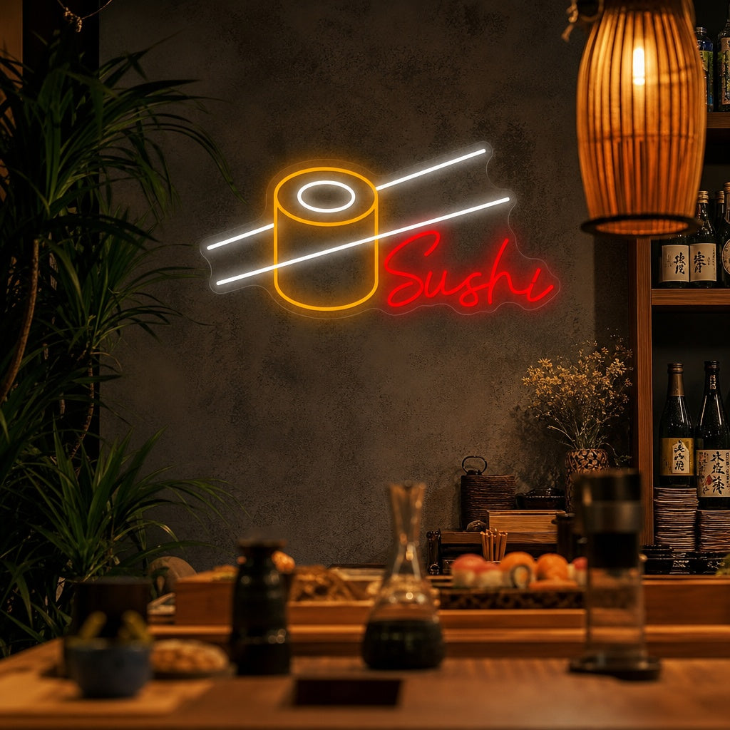 Sushi Roll Neonkyltti, Japanilainen ravintola sisustus