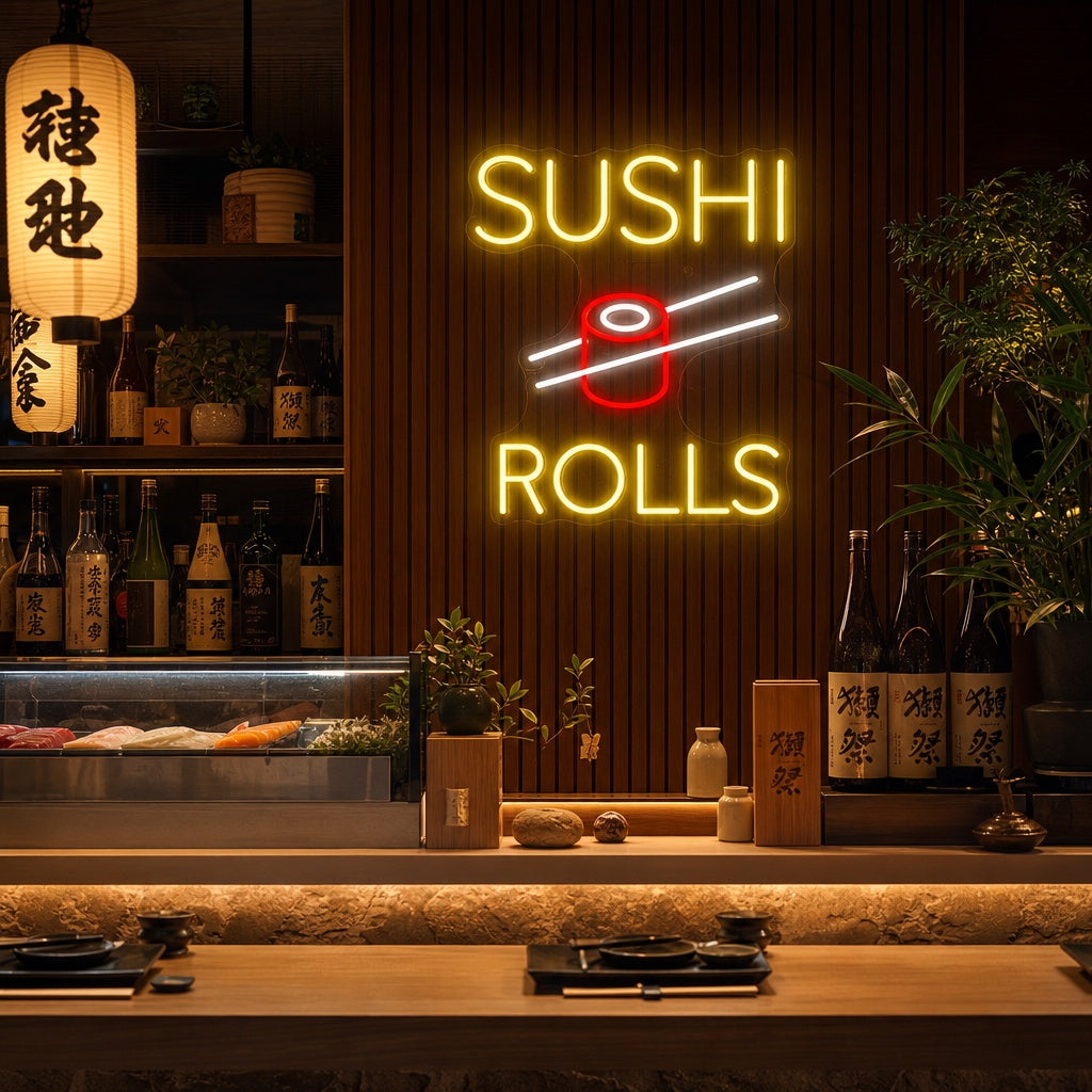 Sushi Rolls Neonkyltti, Japanilainen ravintola sisustus