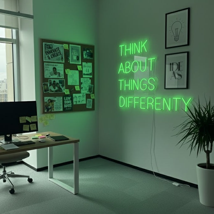 "Think About Things Differently" Neonkyltti