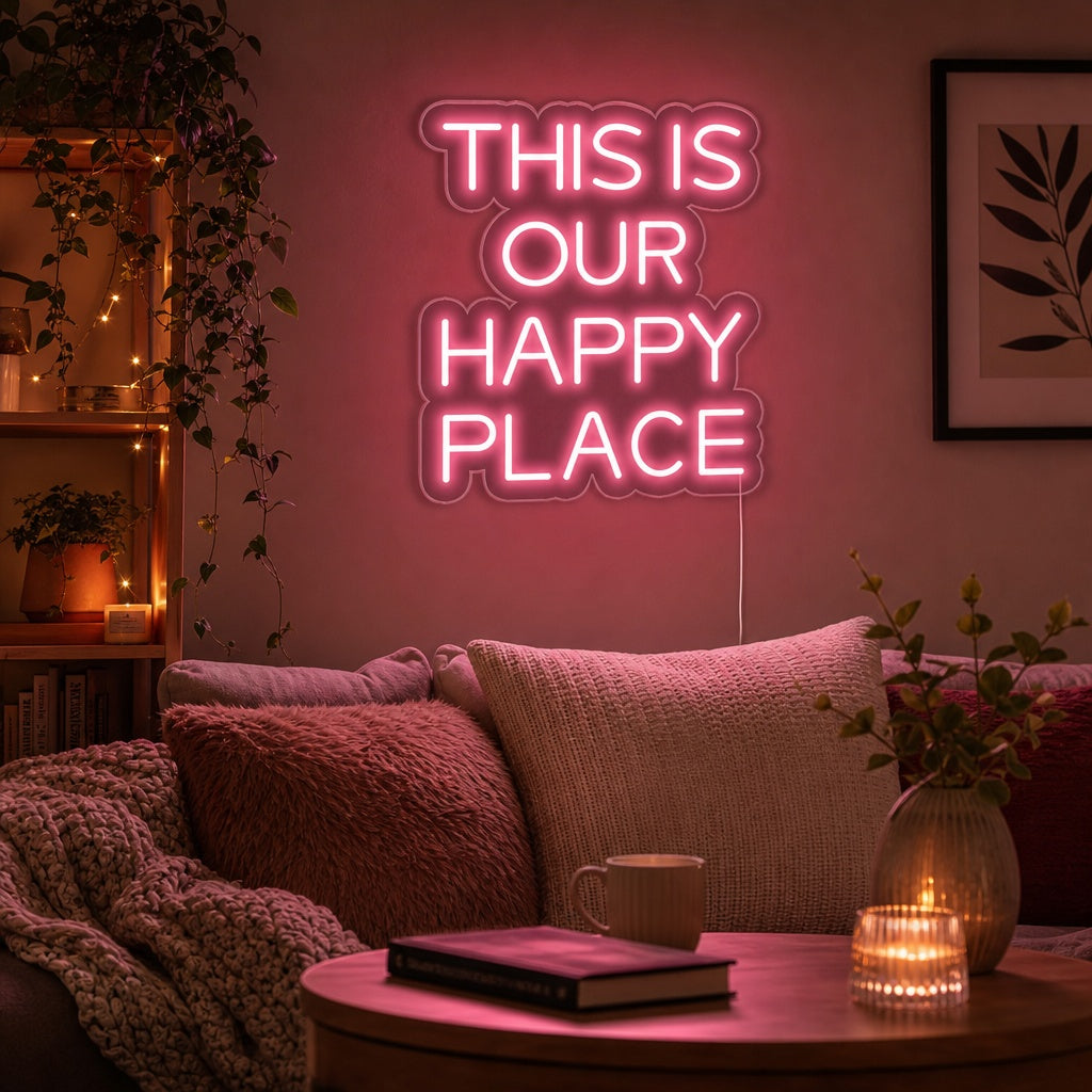 "This is Our Happy Place" Neonkyltti