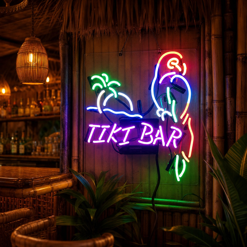 "TIKI Bar, Papukaija" Neonkyltti